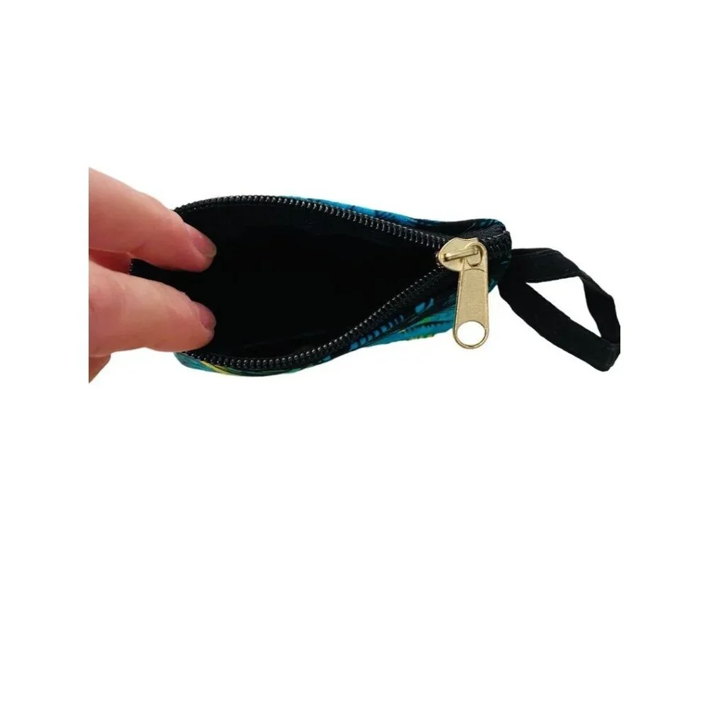 Jamaica‎ Souvenir Small Tropical Print Fabric Wristlet Zip Top 4.75
